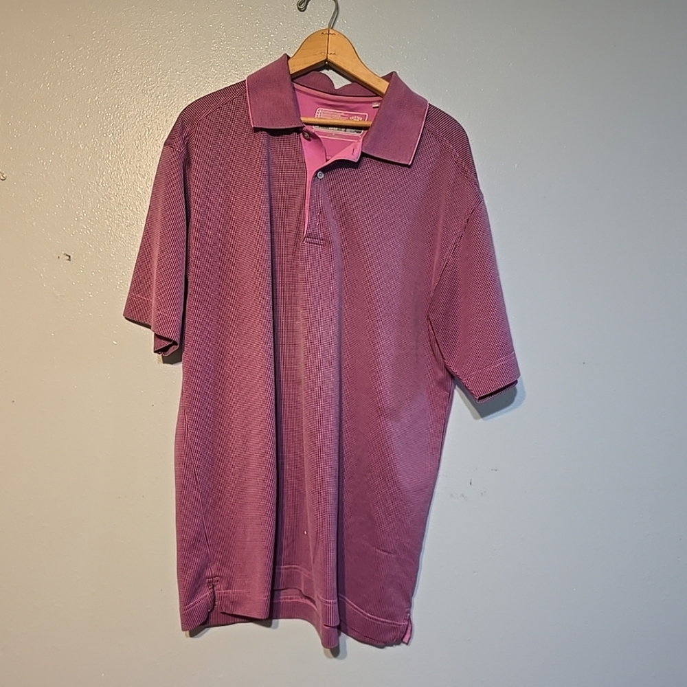 Cutter and Buck Gold Polo Golf Shirt Men's Size Large Purple Check